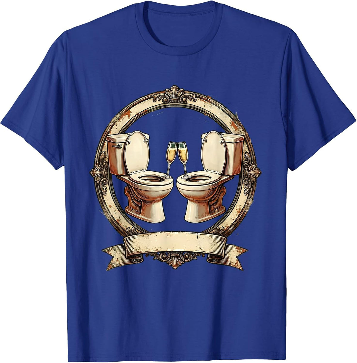 Toilet Cheers Funny Bathroom Humor Graphic T-Shirt - Royal Blue
