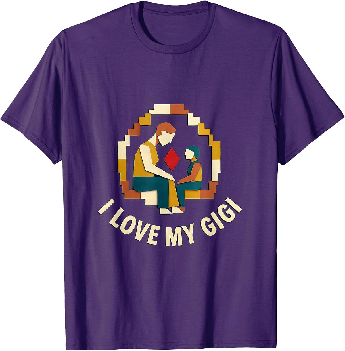I Love My Gigi Quilt Block Patchwork Grandchild National T-Shirt - Purple