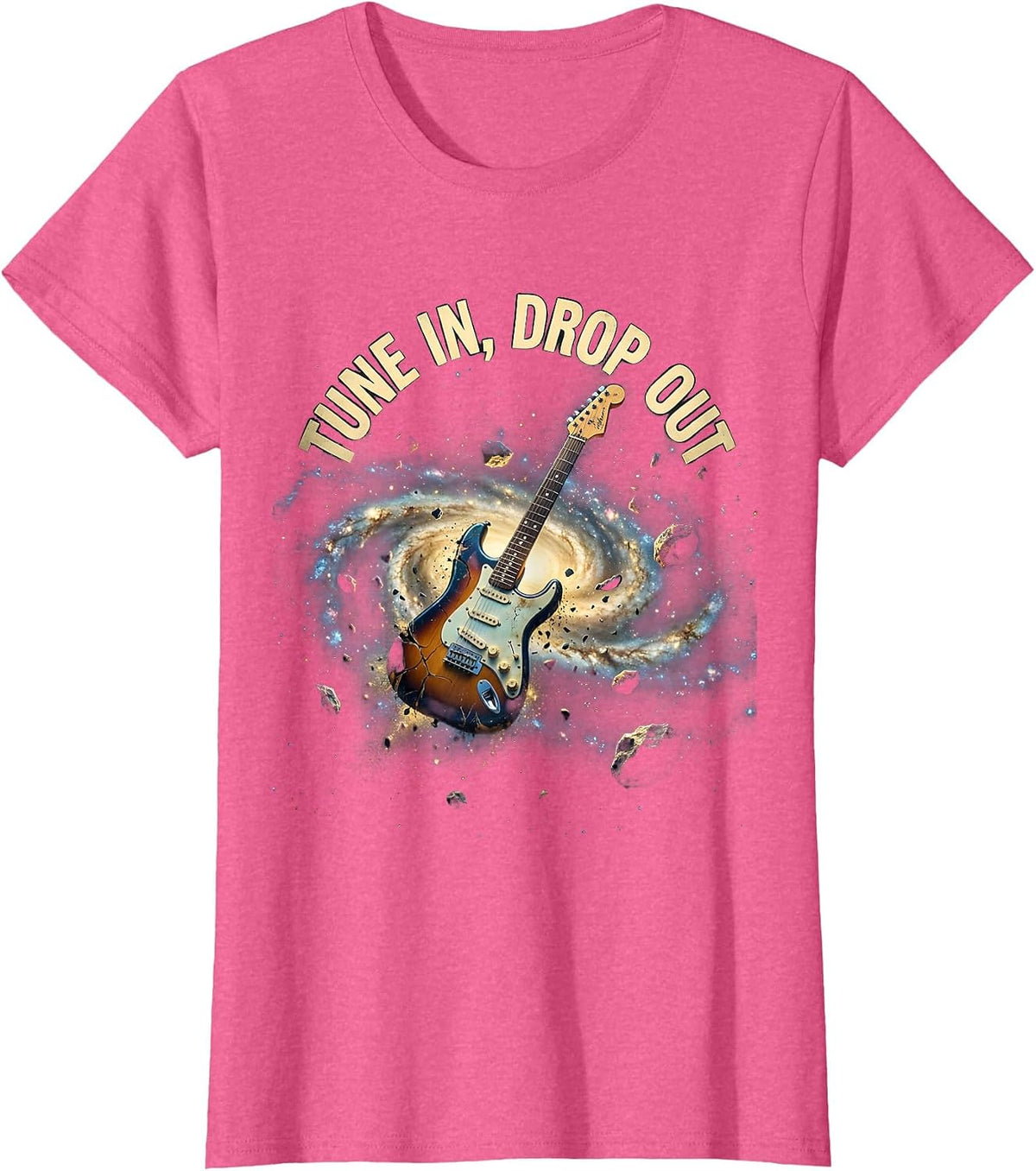 Women's Tune In Drop Out Grunge Counterculture Design T-Shirt - Pink Heather