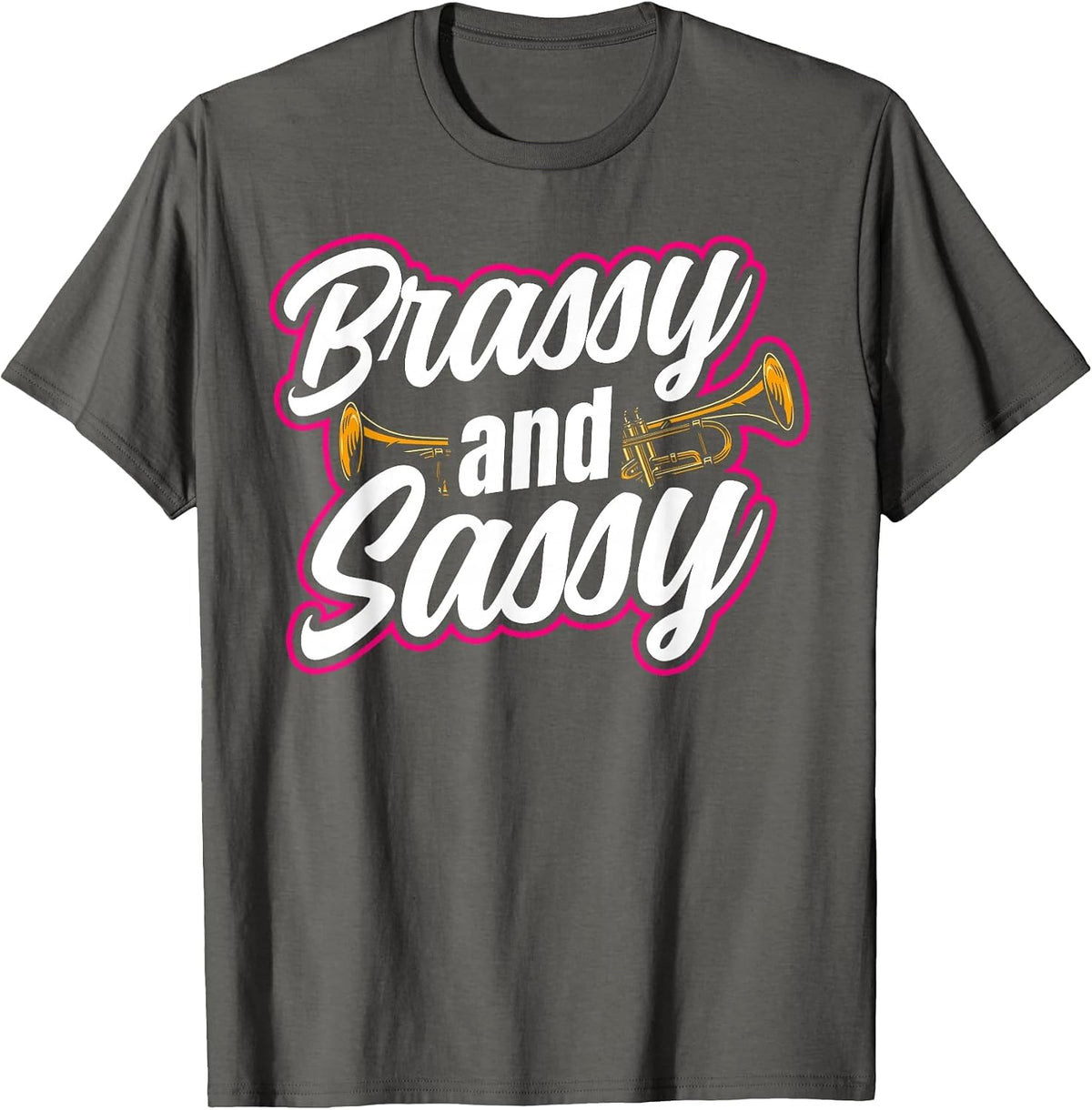 Trumpet Player Girl Brassy and Sassy T-Shirt - Asphalt Grey