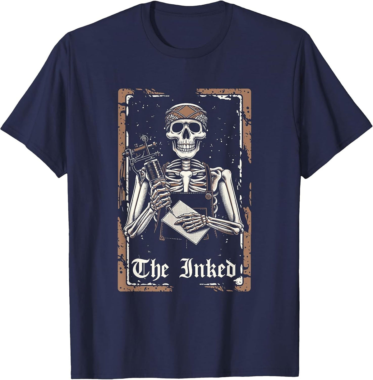 Tattoo Artist Tattooist Tattoos - Skeleton Tarot Card T-Shirt - Navy Blue