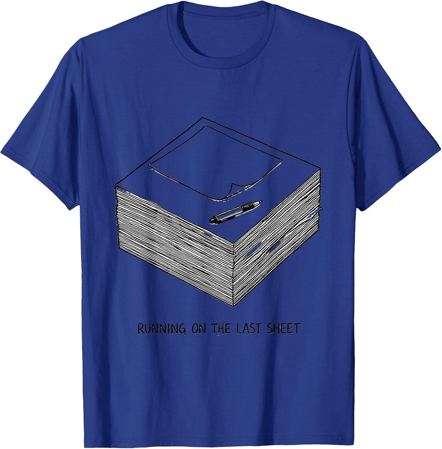Running On The Last Sheet Funny Sarcastic Teacher Back T-Shirt - Royal Blue