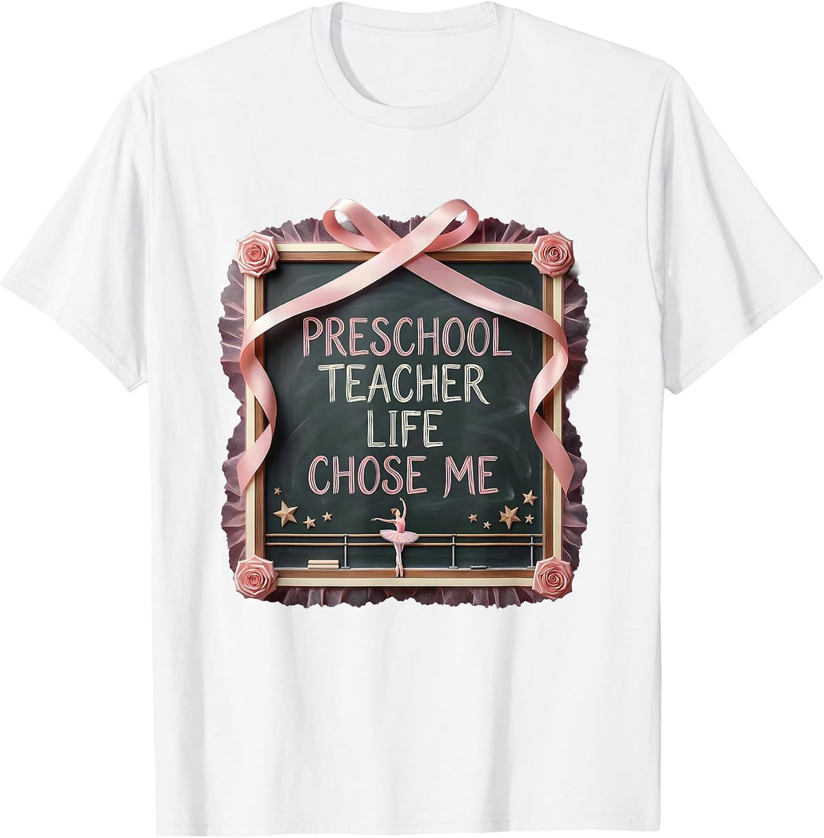 Men's Preschool Teacher Life Chose Me Educator Design T-Shirt - White