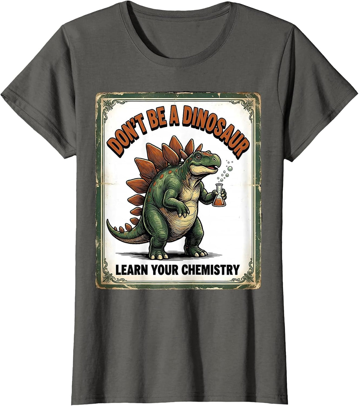 Women's Don't Be A Dinosaur Learn Your Chemistry Vintage T-Shirt - Asphalt Grey
