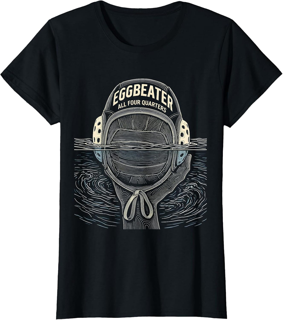 Women's Eggbeater All Four Quarters Funny Water Polo Player Humor T-Shirt - Black