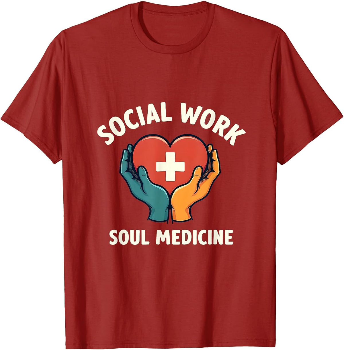 Social Work Soul Medicine Design T-Shirt - Cranberry Red