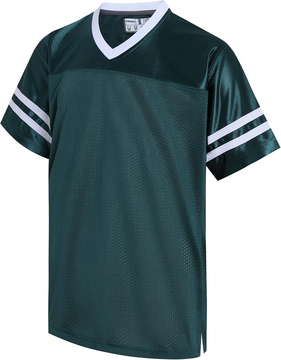 Men's Retro Football Jerseys V-Neck Short Sleeve T-Shirts Workout Gym Running Hiking Shirts - Dark Green-jersey White Stripe