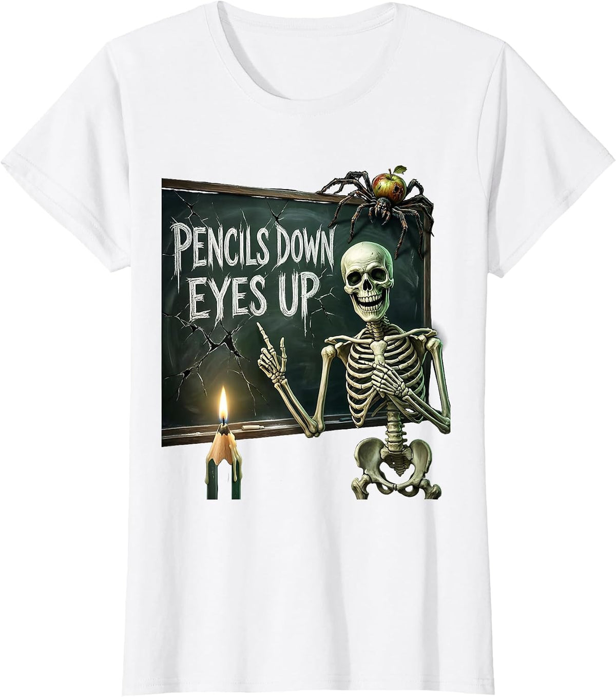 Women's Pencils Down Eyes Up Third Grade Teacher Design T-Shirt - White