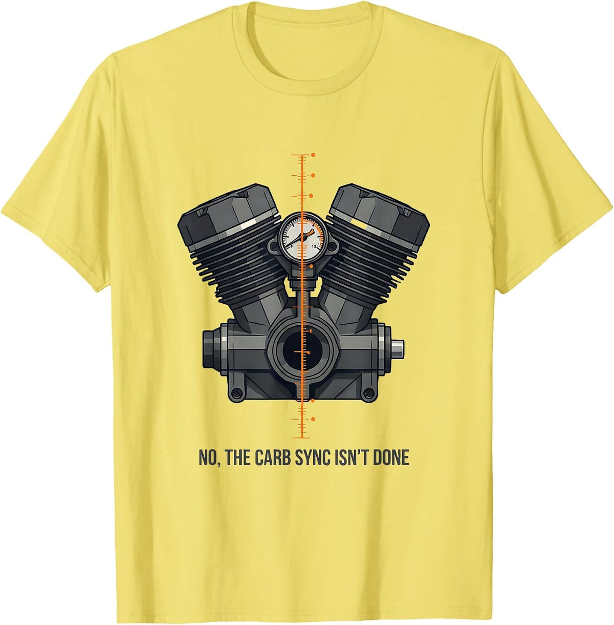 Men's No The Carb Sync Isn't Done Funny Mechanic Garage T-Shirt - Lemon Yellow