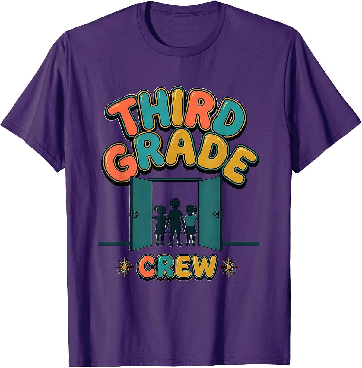 Men's Third Grade Crew Funny Teacher First Day Of School Gift T-Shirt - Purple