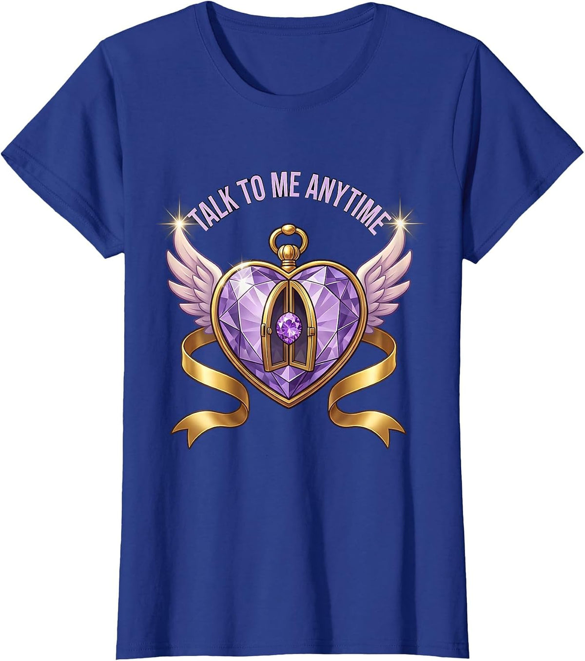 Women's Talk To Me Anytime School Counselor Design T-Shirt - Royal Blue