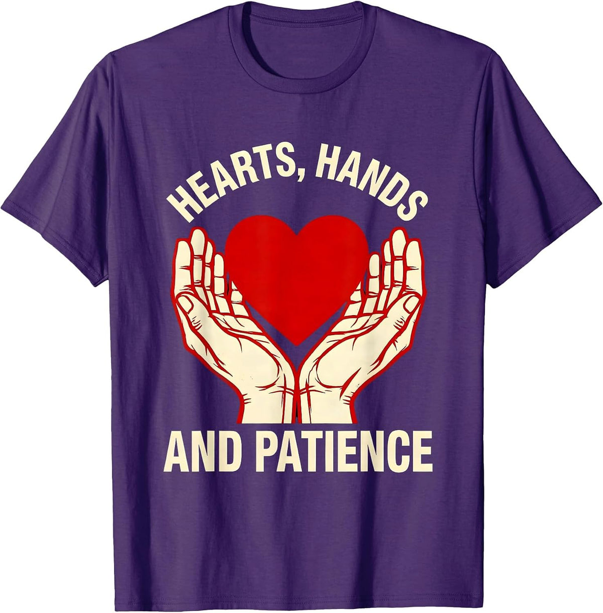 Men's Hearts Hands and Patience Paraprofessional Design T-Shirt - Purple