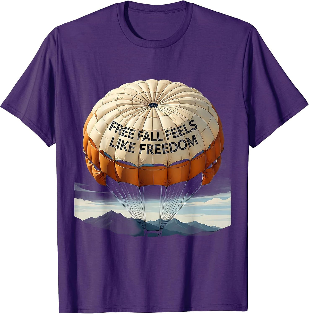 Free Fall Feels Like Freedom Skydiving Design T-Shirt - Purple