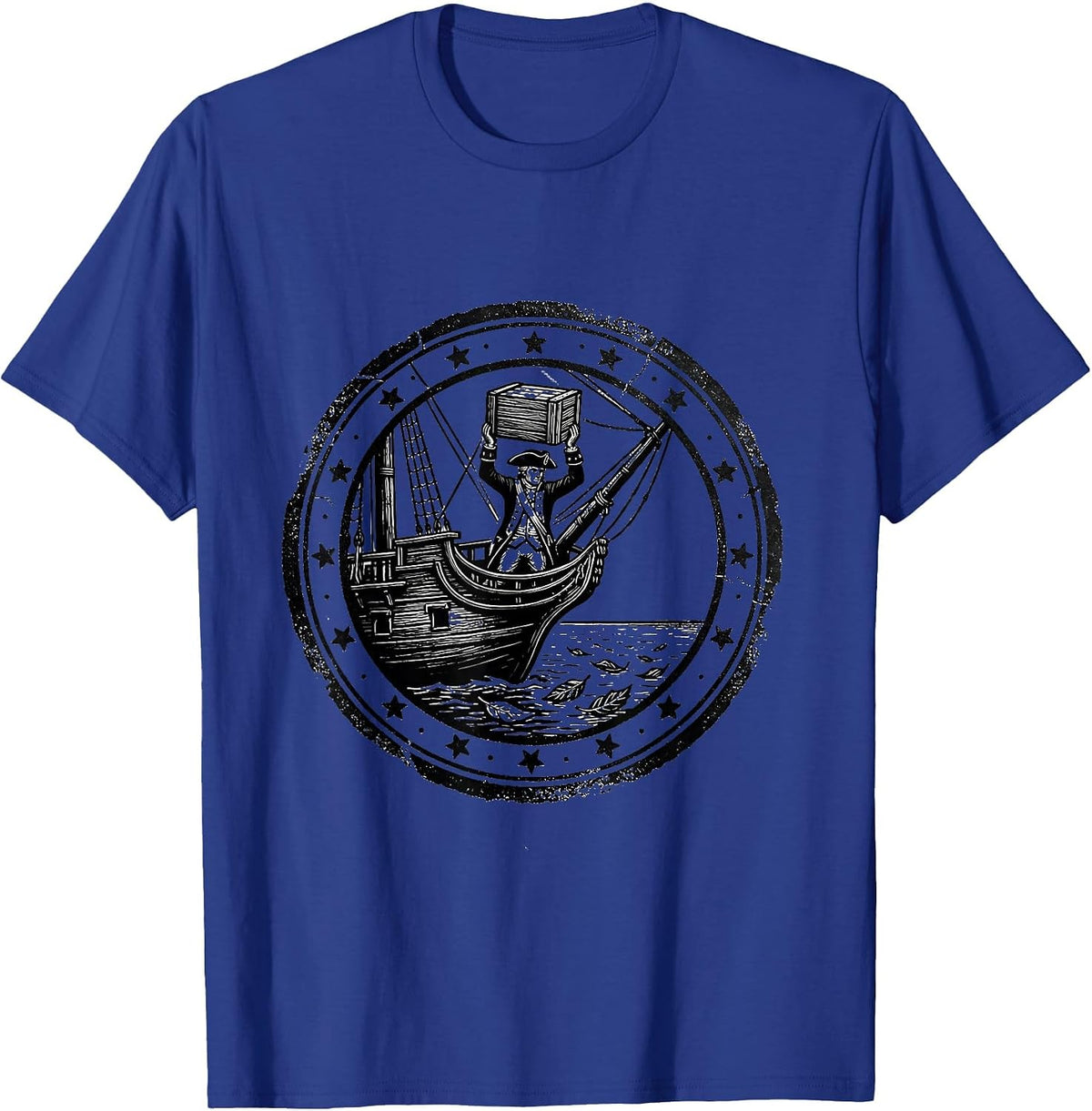 Colonial Stamp Impression History Teacher Pun Humor T-Shirt - Royal Blue