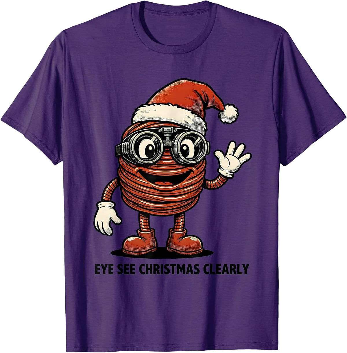 Men's Eye See Christmas Clearly Retro Cartoon Optometrist Eye T-Shirt - Purple