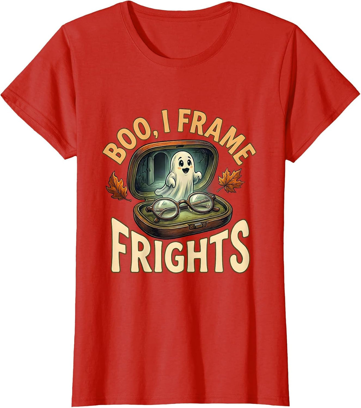 Boo I Frame Frights Funny Optometrist Eye Doctor Halloween T-Shirt - Red
