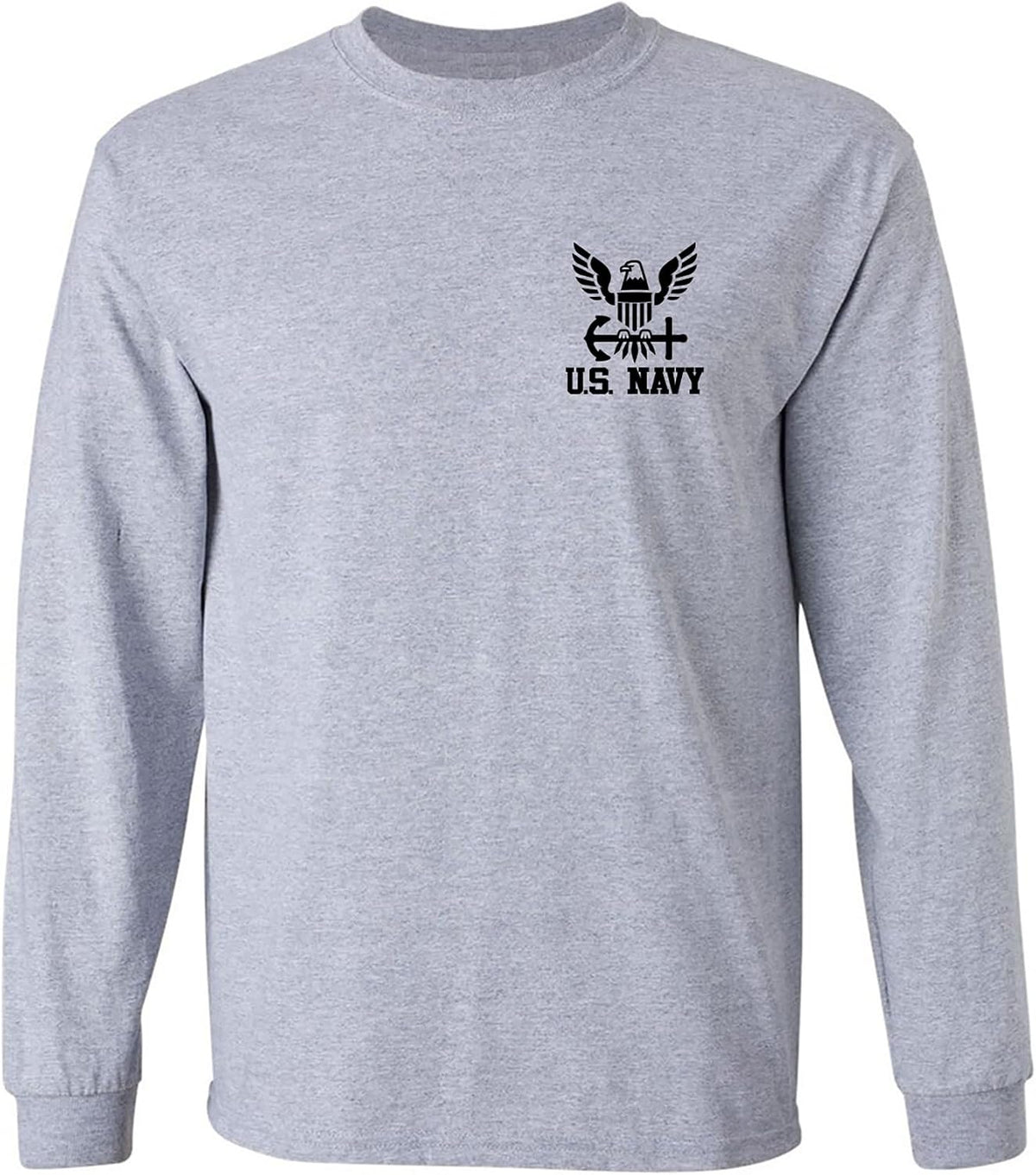 U.S. Navy Anchor Left Chest Adult Long Sleeve T-Shirt - Sport Grey