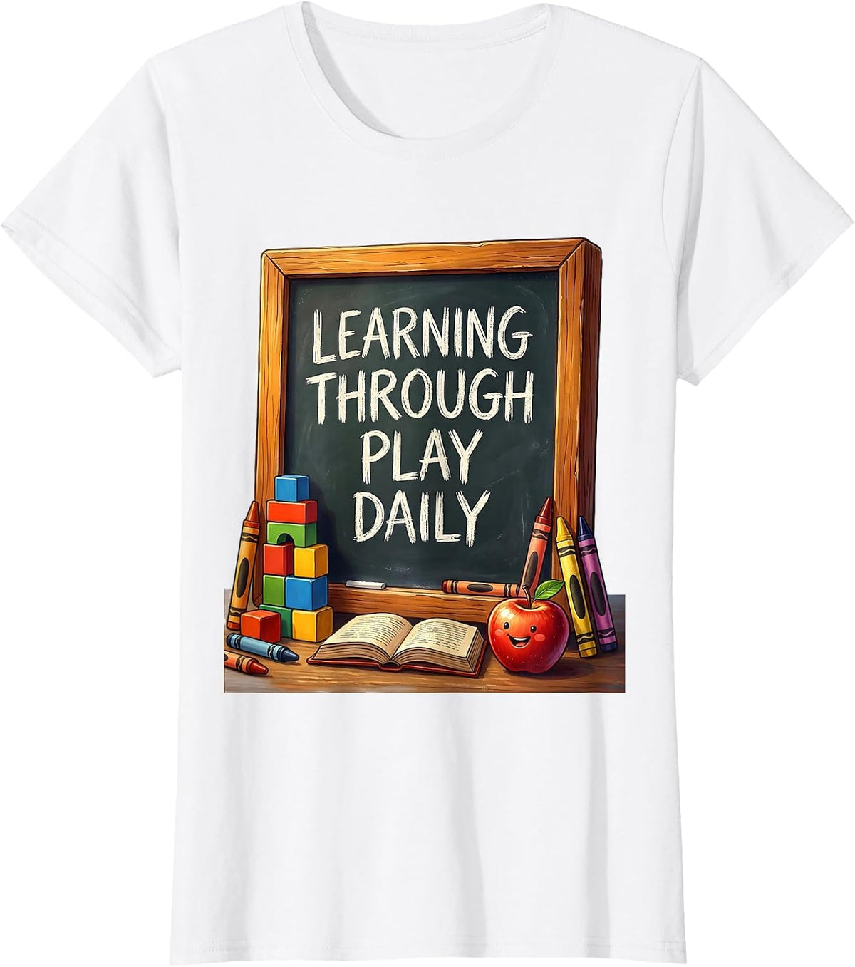 Learning Through Play Daily Teacher Design T-Shirt - White