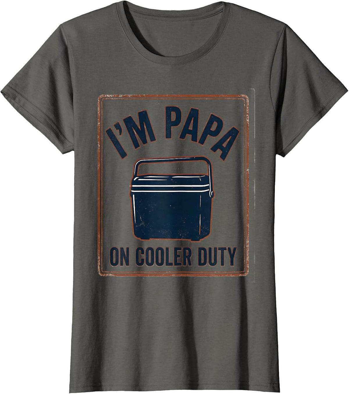 Women's I'm Papa On Cooler Duty Vintage Funny Grandpa Gift T-Shirt - Asphalt Grey