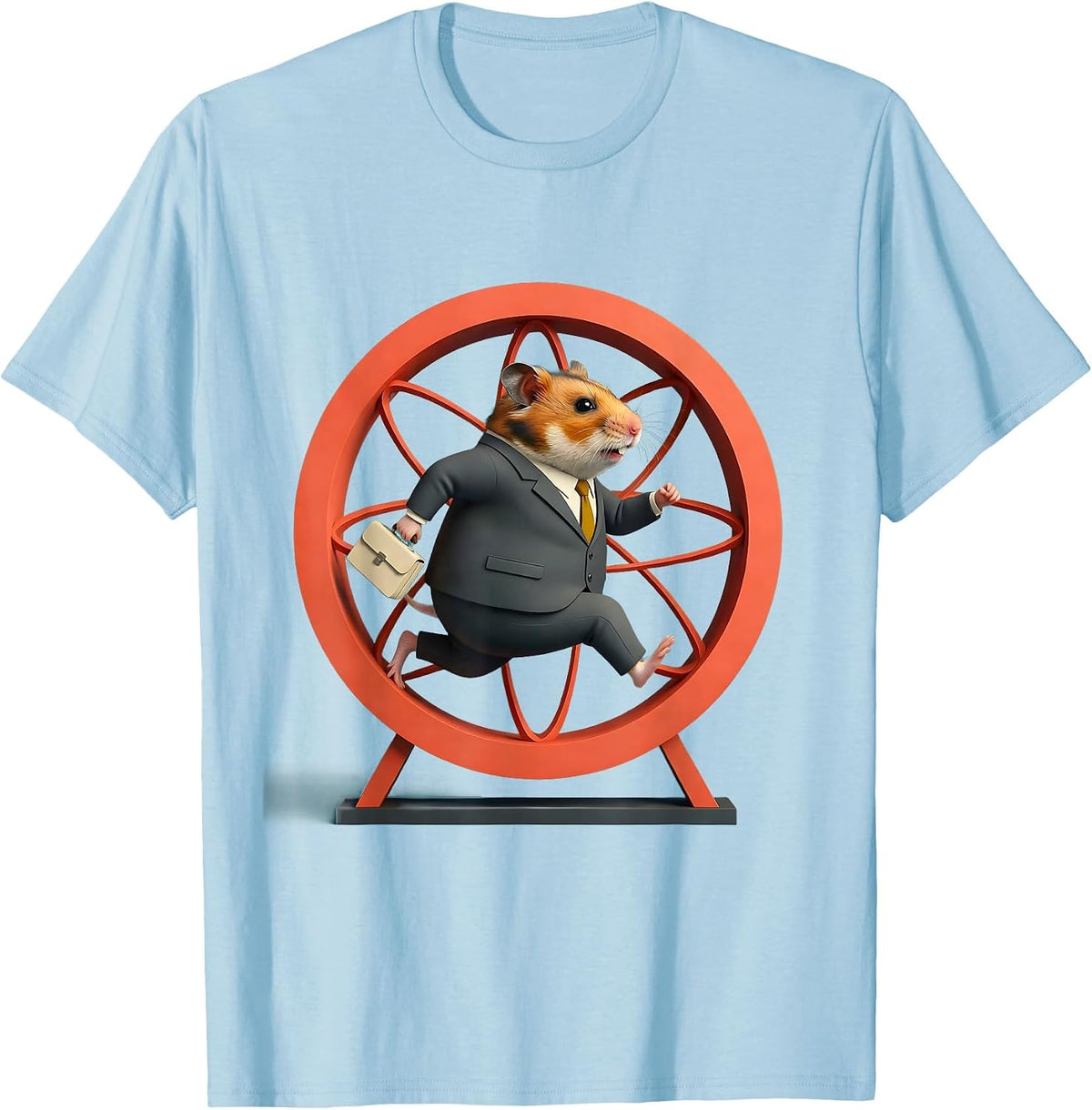Men's Hamster In A Wheel Business Suit Funny Work T-Shirt - Baby Blue