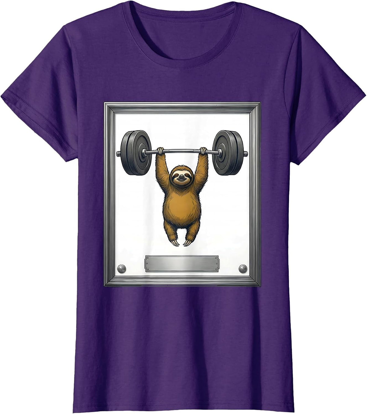 Women's Sloth Weightlifting Funny Gym Humor Animal Workout T-Shirt - Purple
