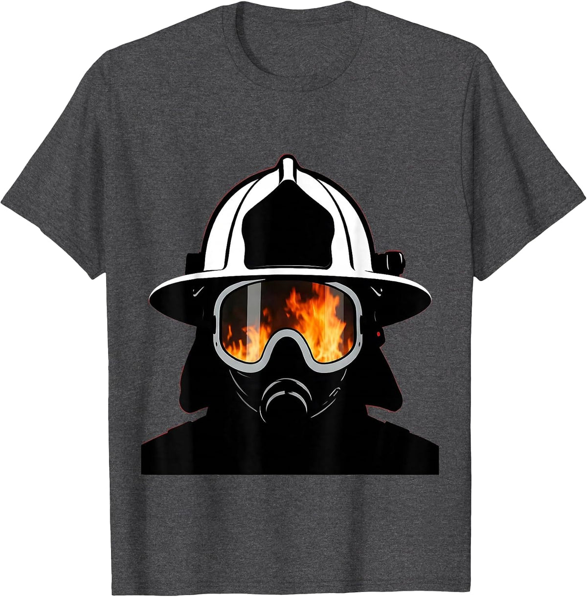 Firefighter Helmet Close-Up Graphic Design T-Shirt - Dark Heather Grey