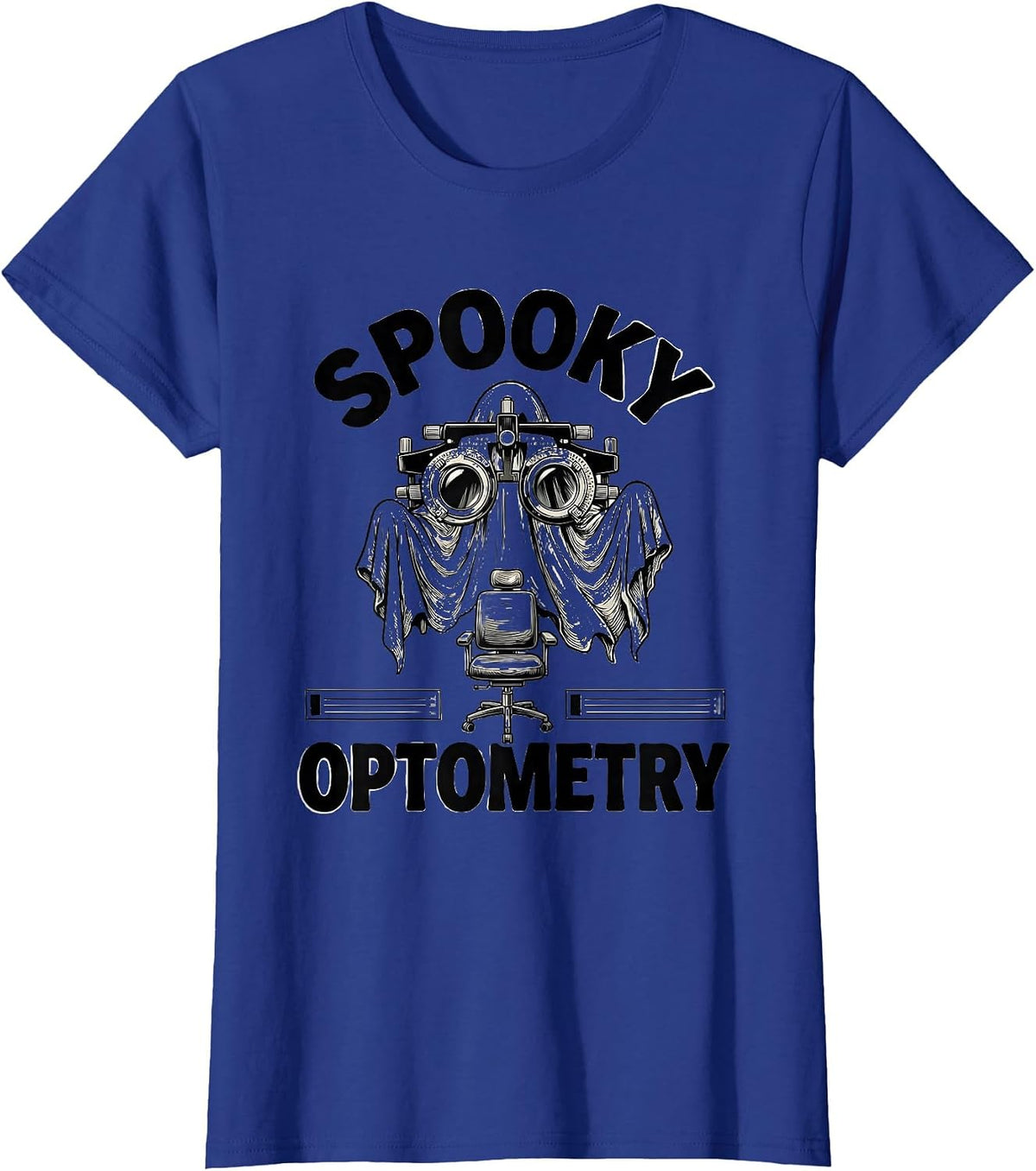 Women's Spooky Optometry Ghost Halloween Eye Doctor Optometrist T-Shirt - Royal Blue
