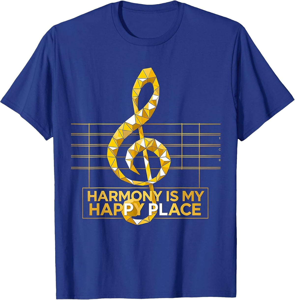 Harmony Is My Happy Place Music Teacher Design T-Shirt - Royal Blue