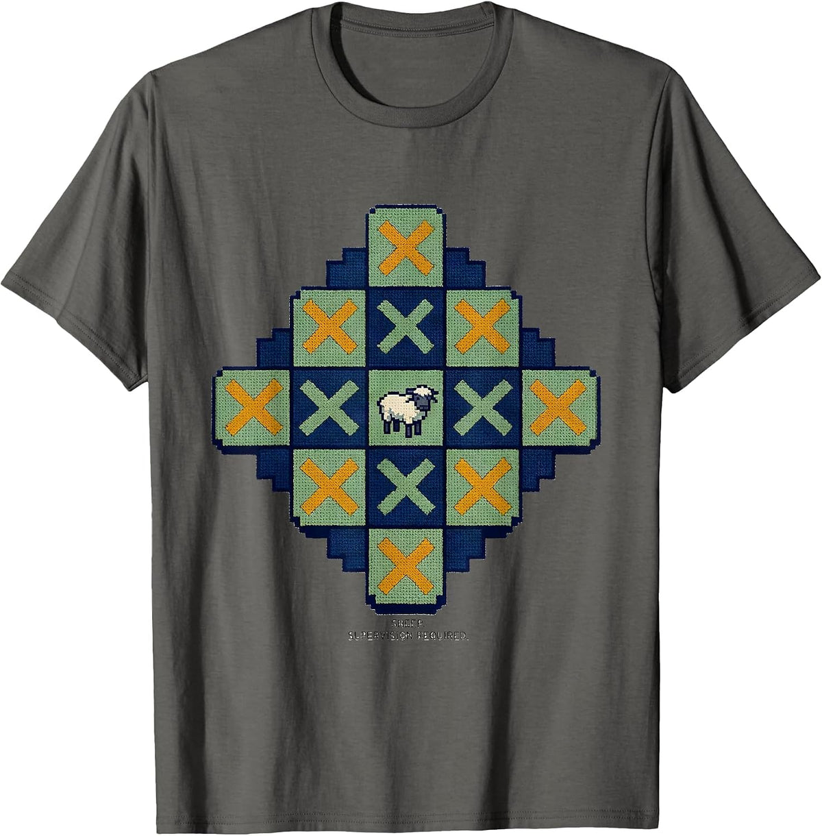 Men's Sheep Supervision Required Funny Christian Faith Humor T-Shirt - Asphalt Grey