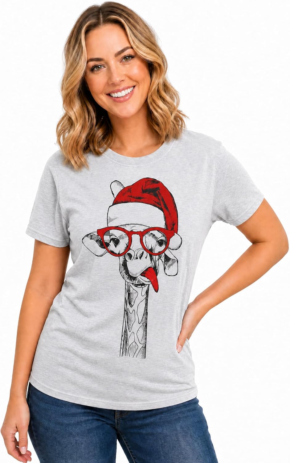 Women's Cute Animal Print Crewneck Short Sleeve Summer Tee - D28-grey