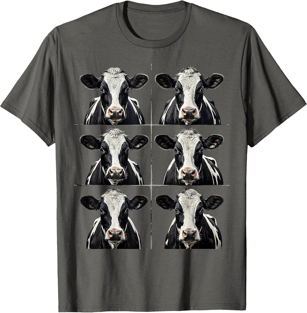Men's Holstein Cow Portrait Funny Farm Animal Humor T-Shirt - Asphalt Grey