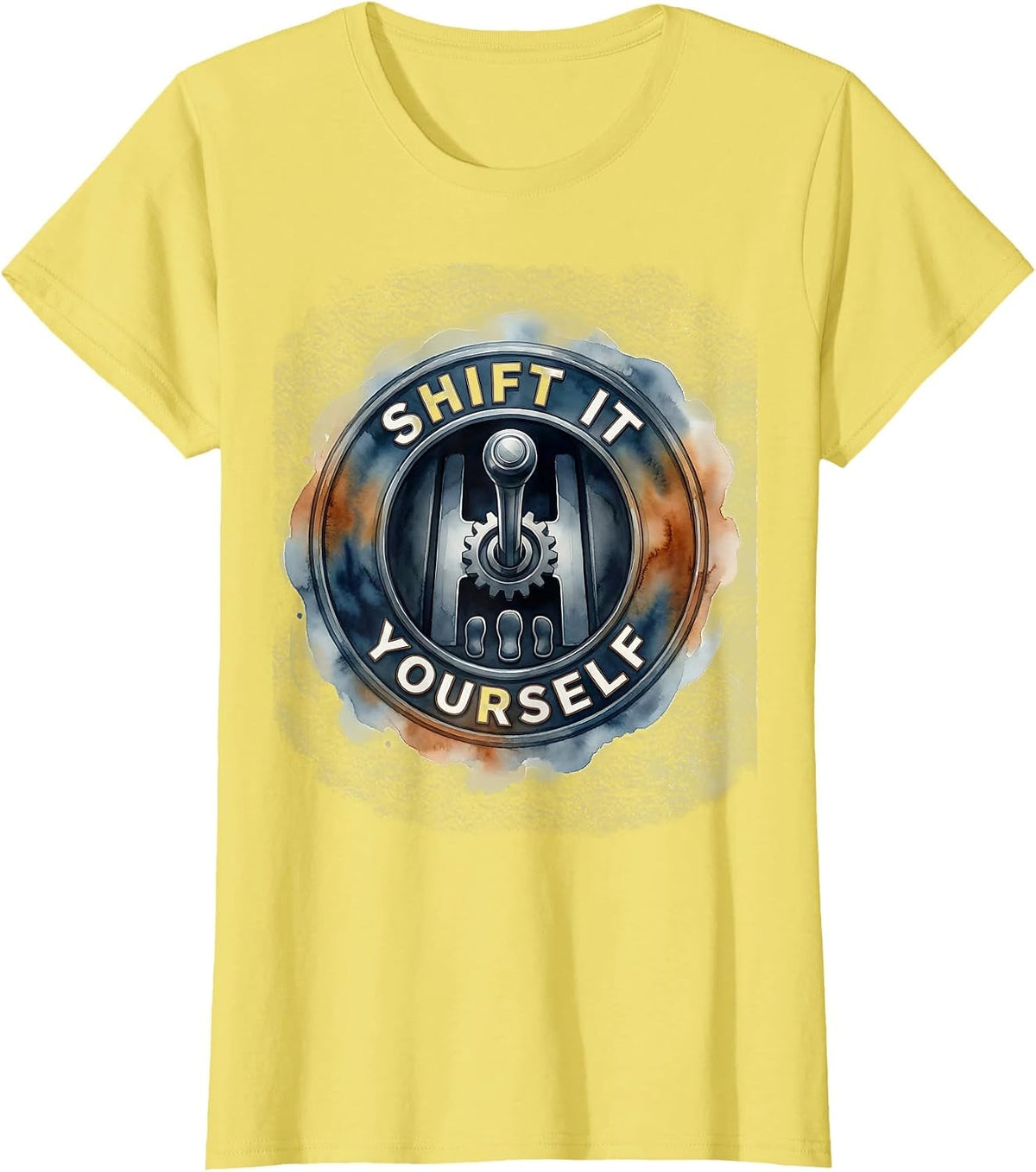 Shift It Yourself Watercolor Manual Transmission Car Guy T-Shirt - Lemon Yellow
