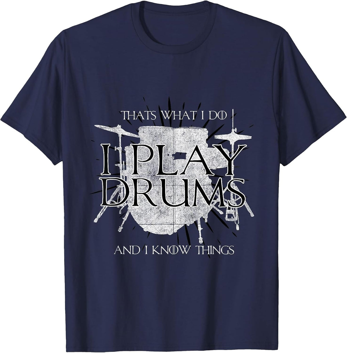 T-Shirt with German Text Ich spielen Drums und ich weiß Dinge Drummer Fun T-Shirt T-Shirt - Navy Blue