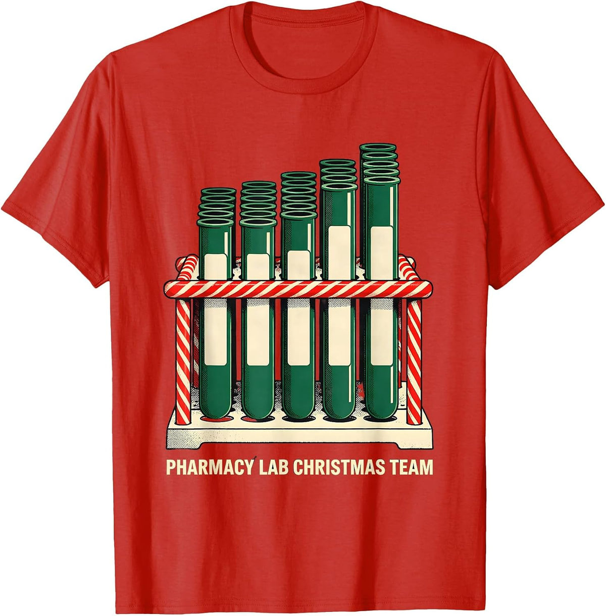 Men's Pharmacy Lab Christmas Team Funny Pharmacy Tech Squad T-Shirt - Red