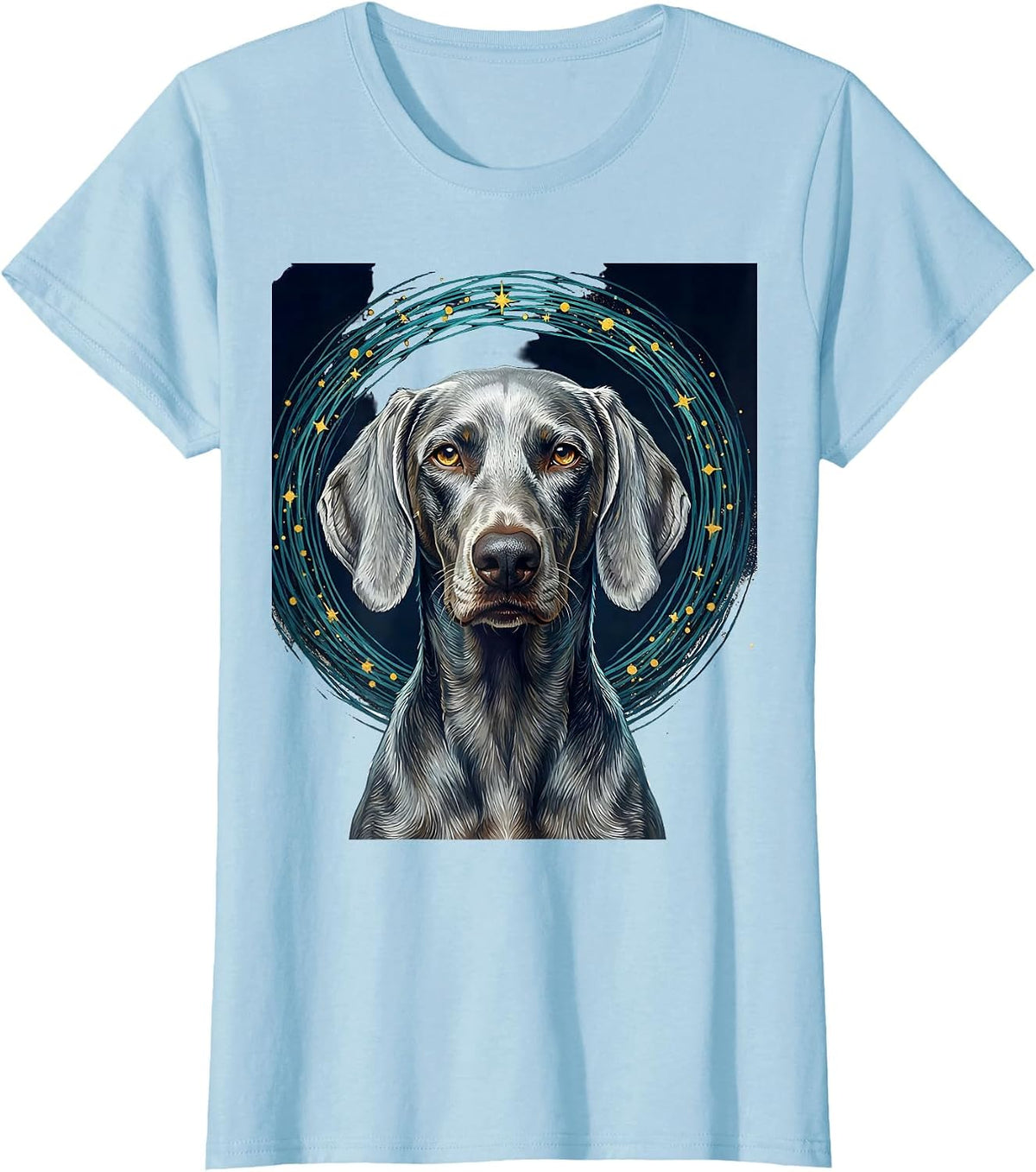 Women's Weimaraner Van Gogh Starry Night Portrait Dog Lover Art T-Shirt - Baby Blue