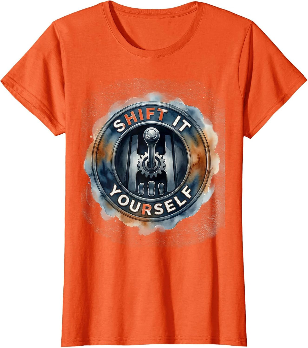 Shift It Yourself Watercolor Manual Transmission Car Guy T-Shirt - Orange