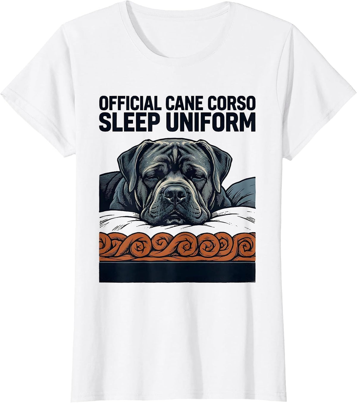 Official Cane Corso Sleep Uniform Screenprint Dog Lover T-Shirt - White