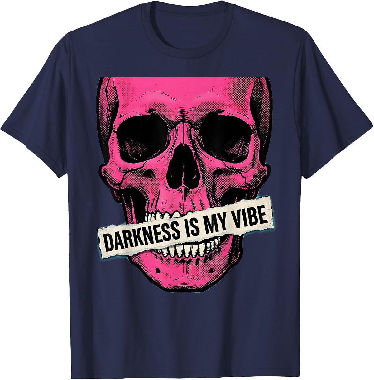 Darkness Is My Vibe Halloween Graphic Design T-Shirt - Navy Blue