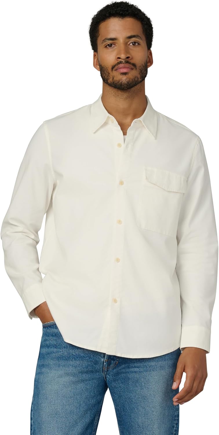 Joe's Jeans Men's The Reynolds Workwear Shirt Long Sleeve Pocket Button Down - Coconut Milk