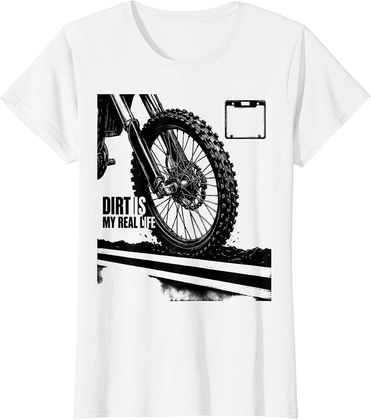 Women's Dirt Is My Real Life Scratchboard Motocross Dirt Bike Rider T-Shirt - White