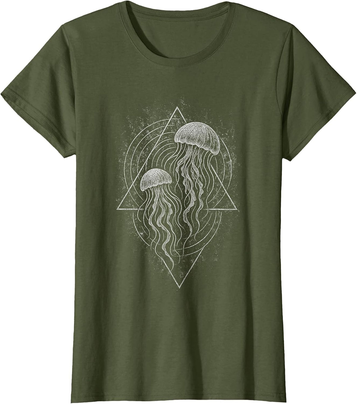Jellyfish Grunge Goth Alt Alternative Gothic Y2K Aesthetic T-Shirt - Olive Green