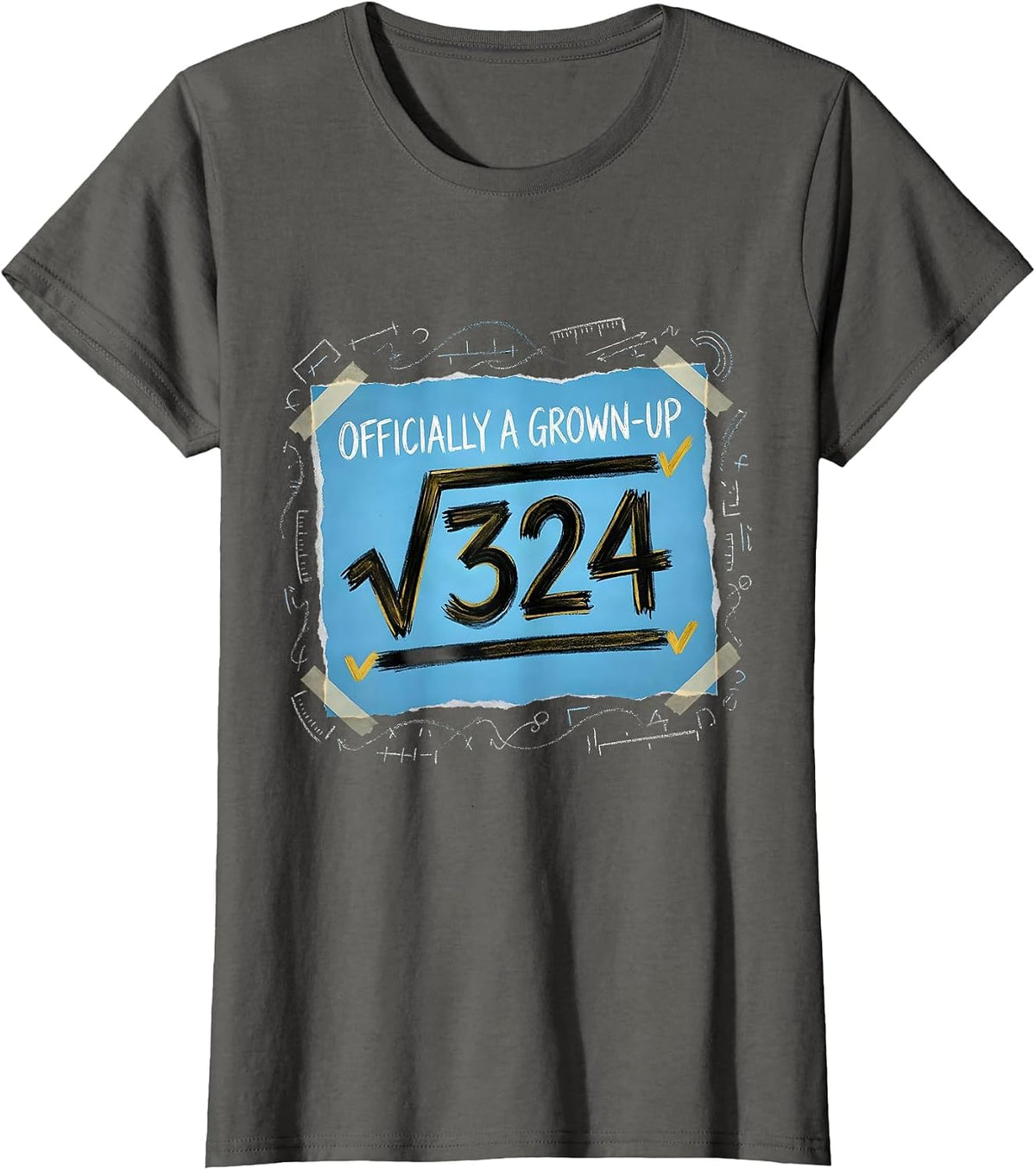 Women's Officially A Grown-Up Square Root Age Math Birthday Gift T-Shirt - Asphalt Grey
