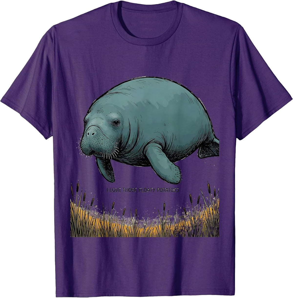 Men's I Love Those Floaty Potatoes Funny Manatee Lover Gift T-Shirt - Purple