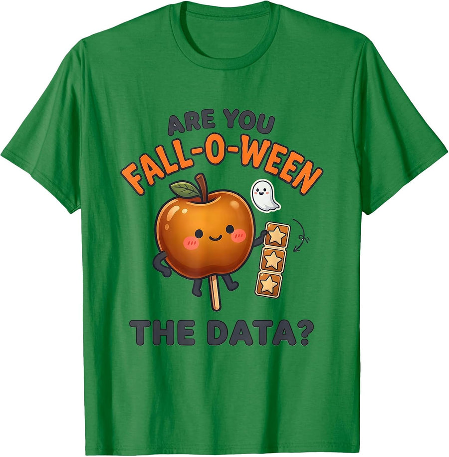 Men's Are You Fall-O-Ween The Data Kawaii Teacher Halloween T-Shirt - Kelly Green