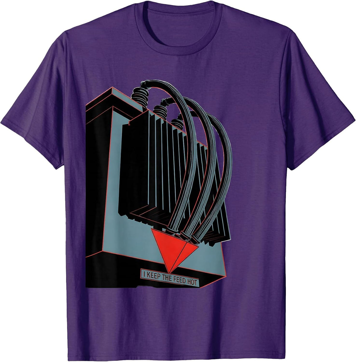 I Keep The Feed Hot Funny Electrician Skeleton Lineman Gift T-Shirt - Purple