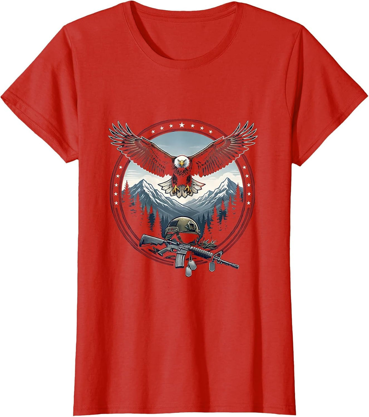 Land of the Free Home of the Brave Memorial Graphic T-Shirt - Red