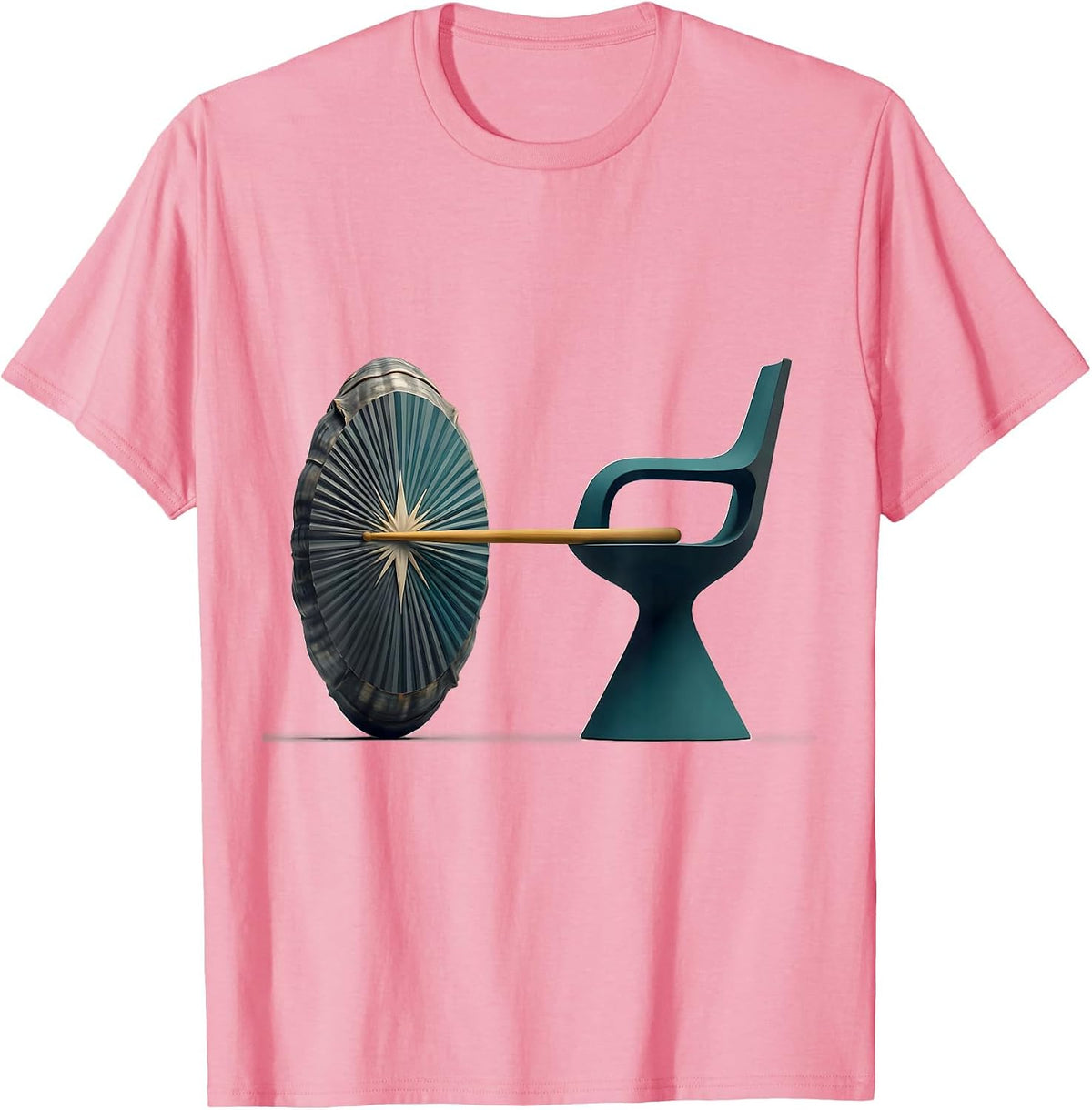 Men's Drummer Drum & Chair Midcentury Modern Humor T-Shirt - Pink