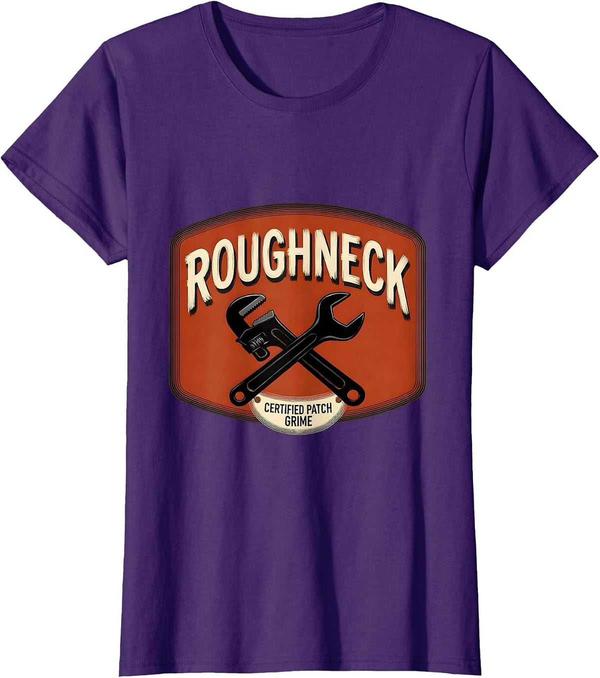 Women's Roughneck Certified Patch Grime Oilfield Worker Rugged T-Shirt - Purple