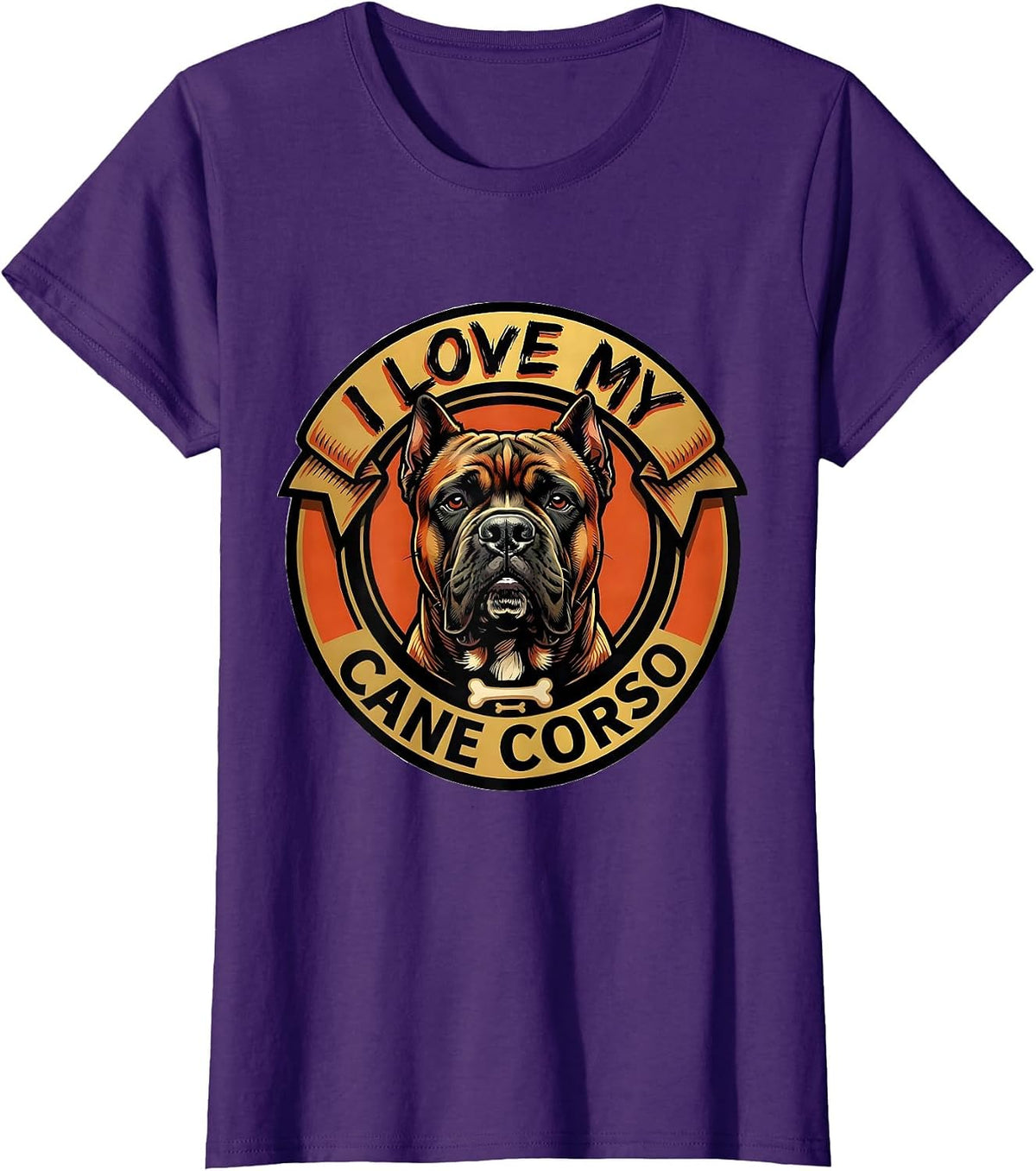 Women's I Love My Cane Corso Sign Painter Showcard Dog Owner Pride T-Shirt - Purple