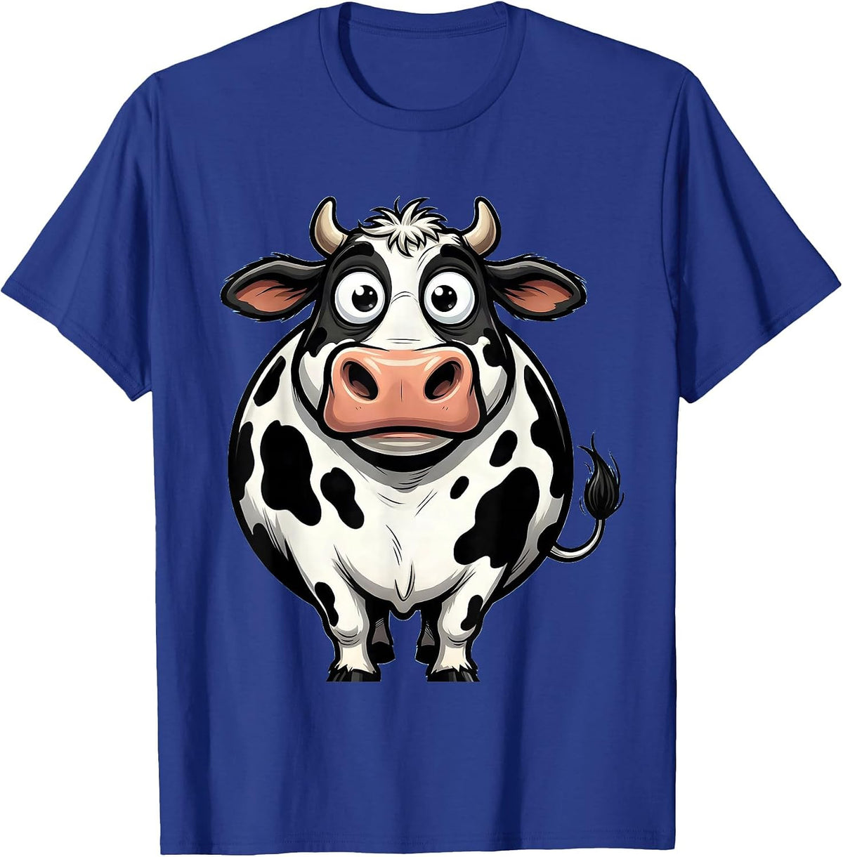 Classic Cow Black and White Spotted Print Design T-Shirt - Royal Blue